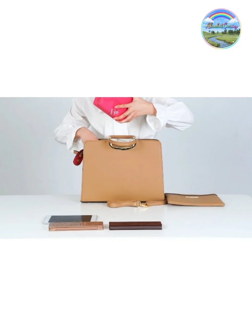 Vegan PU Pebbled Leather Satchel Tote with Matching Wallet Shoulder Bag